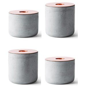 Menu Chunk of Concrete Candleholder - Set of 4
